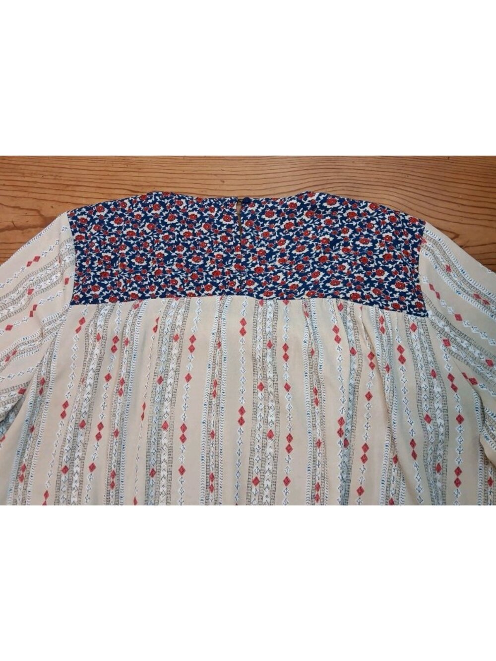 Weekend Suzanne Betro Womens Plus 2X Tunic Top 3/4 Sleeve Scoop Neck Floral Geo - Picture 5 of 8